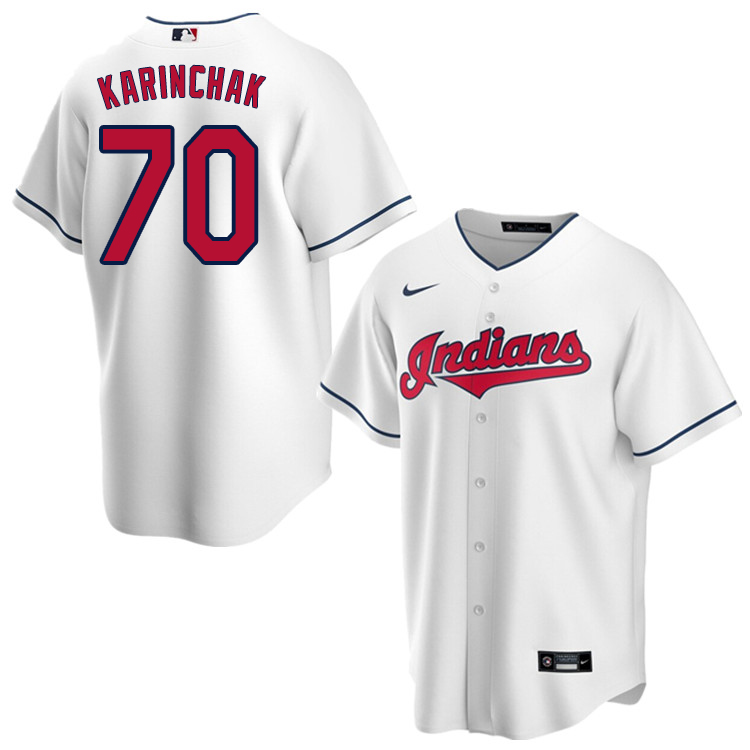 Nike Men #70 James Karinchak Cleveland Indians Baseball Jerseys Sale-White